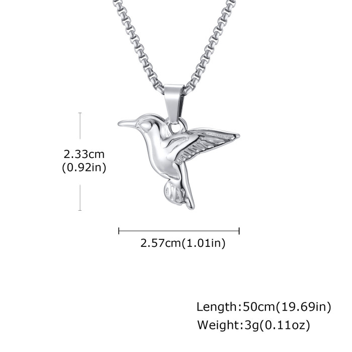 Wholesale Stainless Steel Hummingbird Pendant Necklace