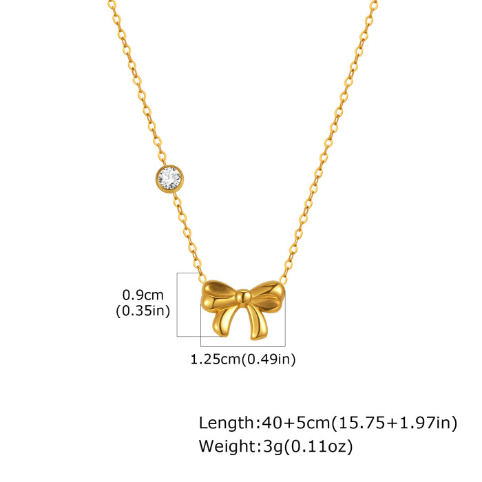 Wholesale Stainless Steel Butterfly Zirconia Necklace