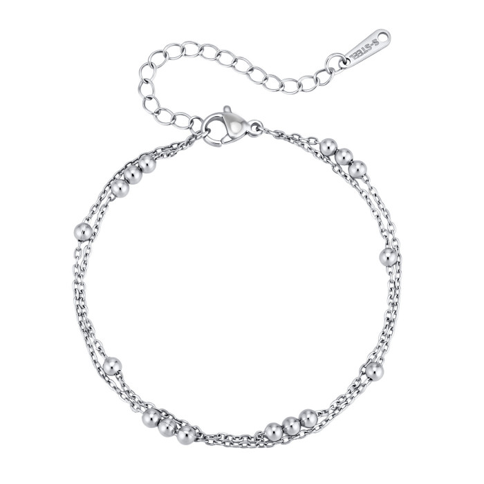 Wholesale Stainless Steel Minimalist Beaded Chain Bracelet