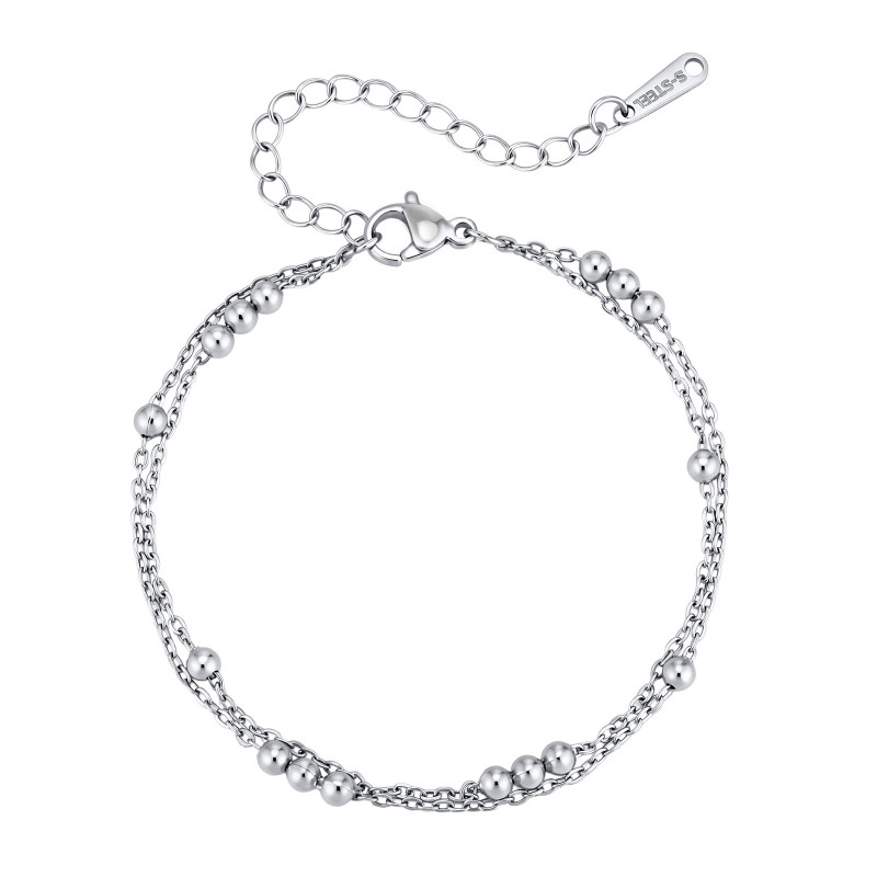 Wholesale Stainless Steel Minimalist Beaded Chain Bracelet