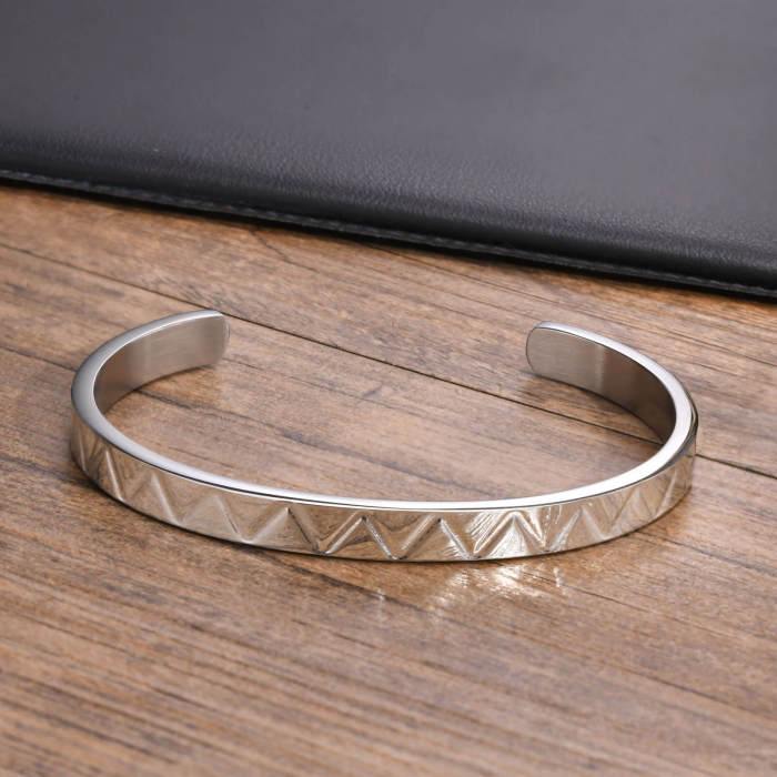 Wholesale Stainless Steel Textured Cuff Bracelet for Men