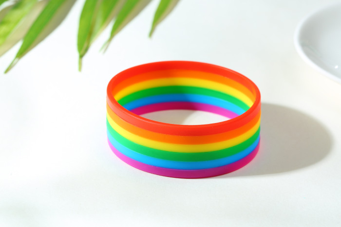 Wholesale Silicone Gay Pride Rainbow Wristbands Bracelet