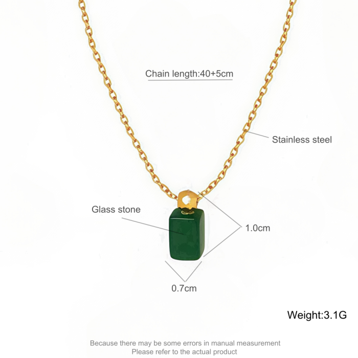 Wholesale Stainless Steel Green Minimalist Necklace