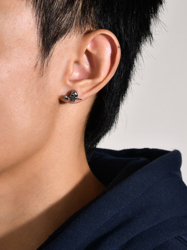 Wholesale Stainless Steel Rosette Ghost Head Earrings