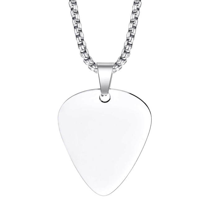 Wholesale Stainless Steel Engravable Guitar Pick Necklace
