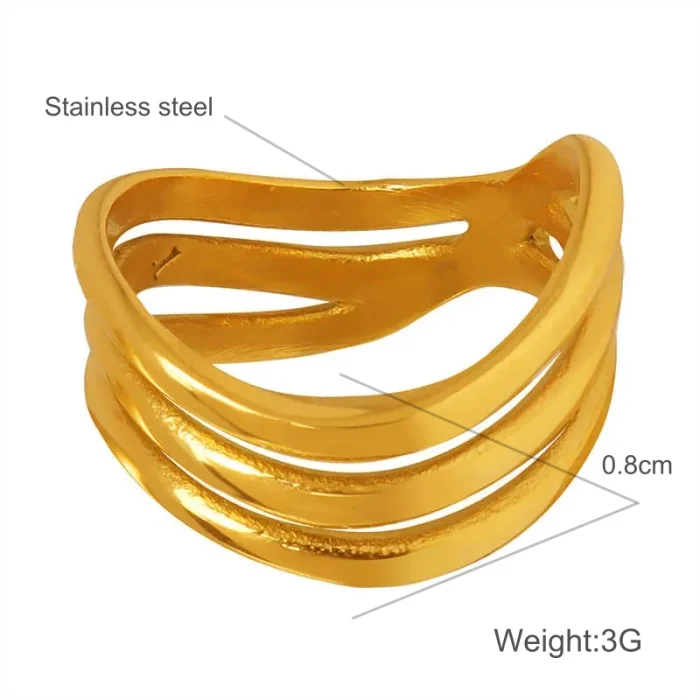 Wholesale Stainless Steel Multi Layered Wave Ring