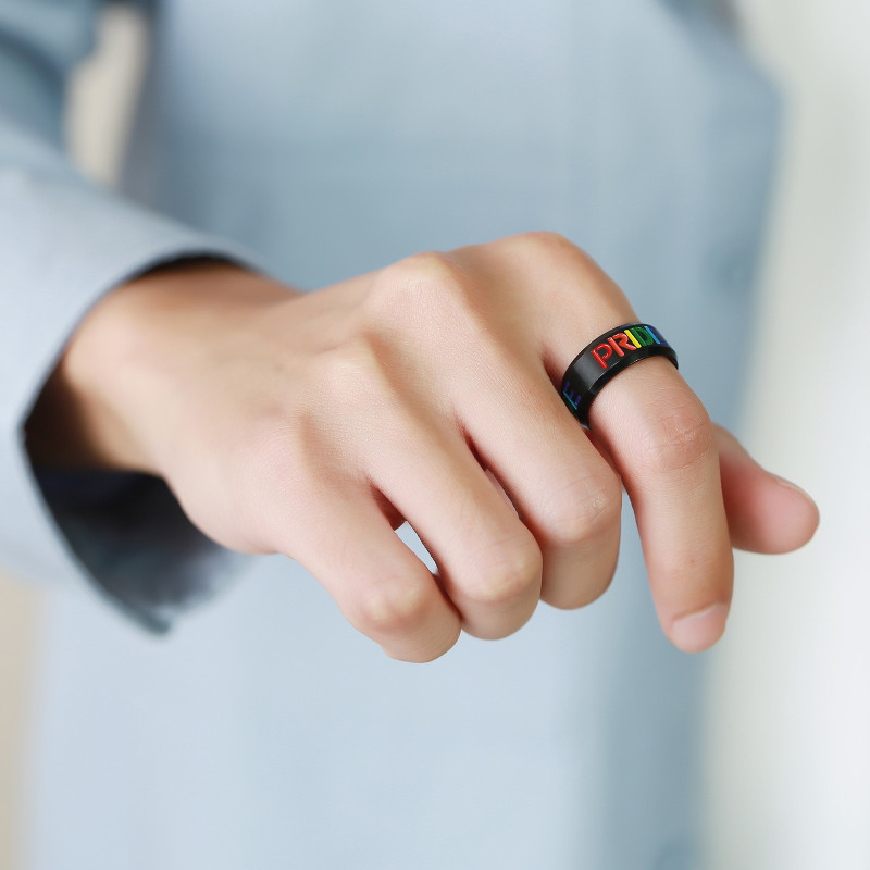 Wholesale Stainless Steel Enamel Rainbow “PRIDE” Ring