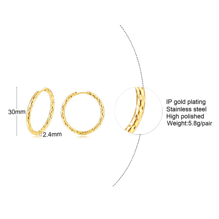 Wholesale Steel Hoop Earrings With Hammered Texture