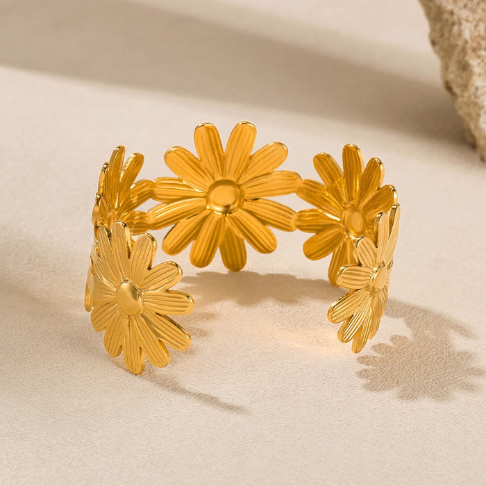 Wholesale Stainless Steel Flower Open Bangle