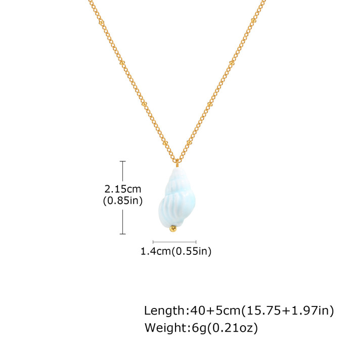 Wholesale Stainless Steel Ceramic Conch Necklace