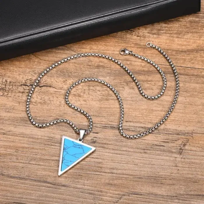 Wholesale Stainless Steel Triangle Turquoise Pendant