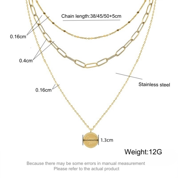 Wholesale Stainless Steel Multi-layered Coin Necklace