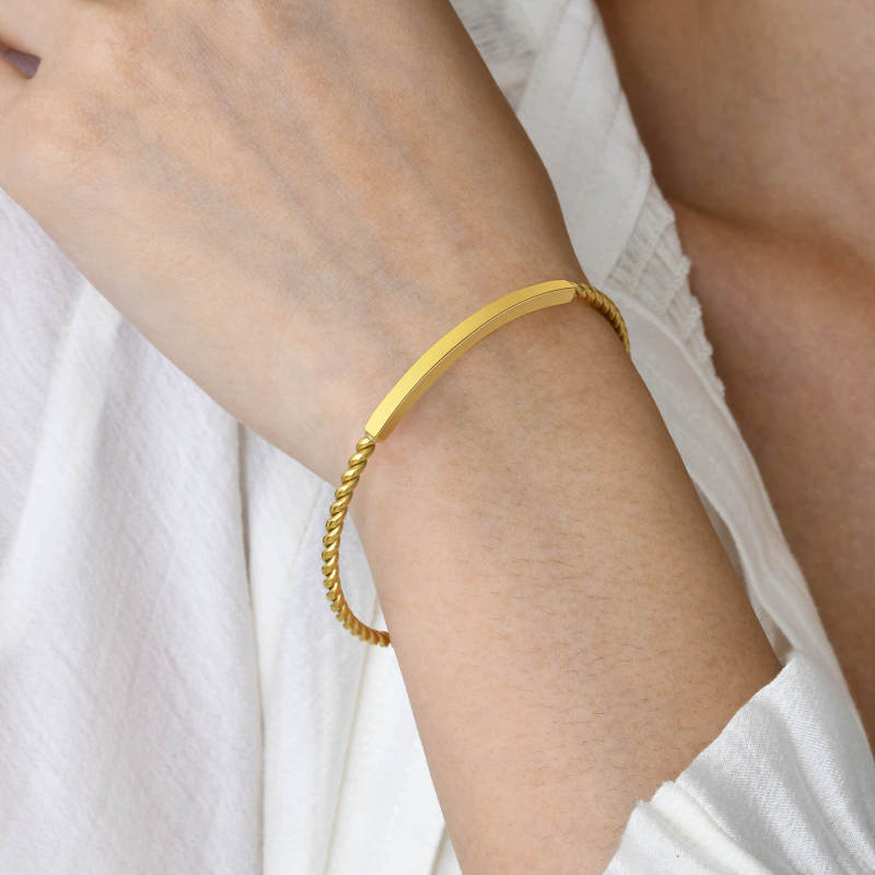 Wholesale Stainless Steel Engravable Twisted Cuff Bangle