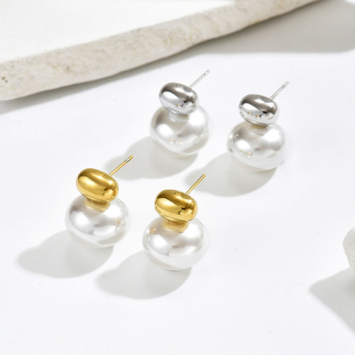 Wholesale Stainless Steel Irregular Pearl Stud Earrings
