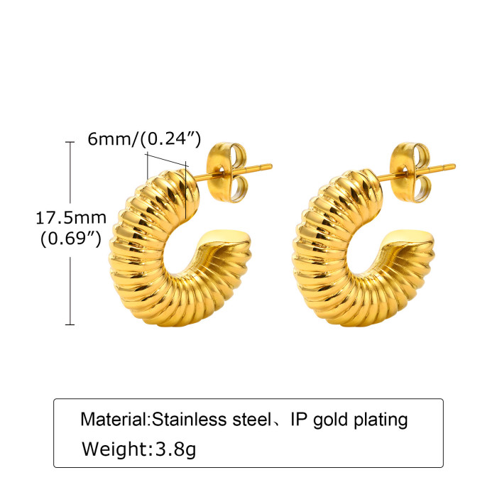 Wholesale Stainless Steel Ribbed Hoop Earrings