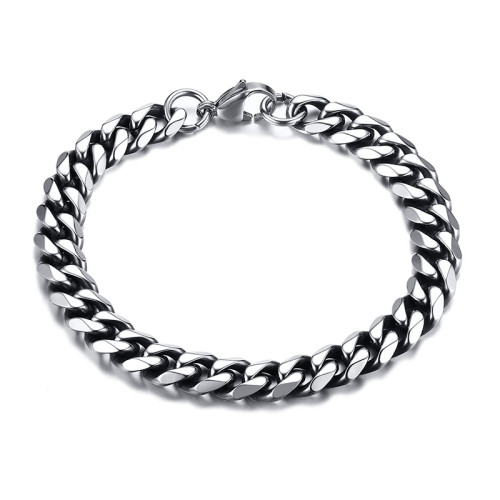 Wholesale Stainless Steel Men's Classic Silver Cuban Chain Bracelet