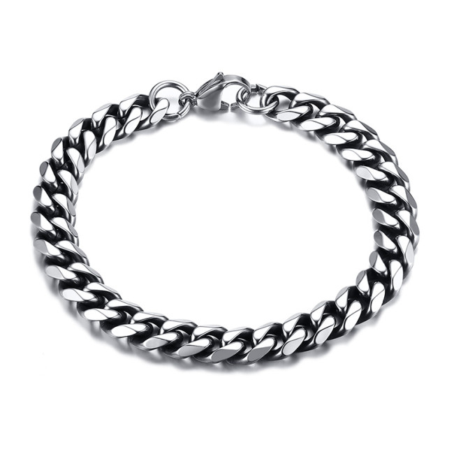Wholesale Stainless Steel Men's Classic Silver Cuban Chain Bracelet