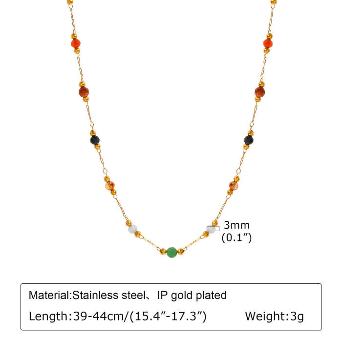 Wholesale Stainless Steel Natural Stone Anklet Necklace