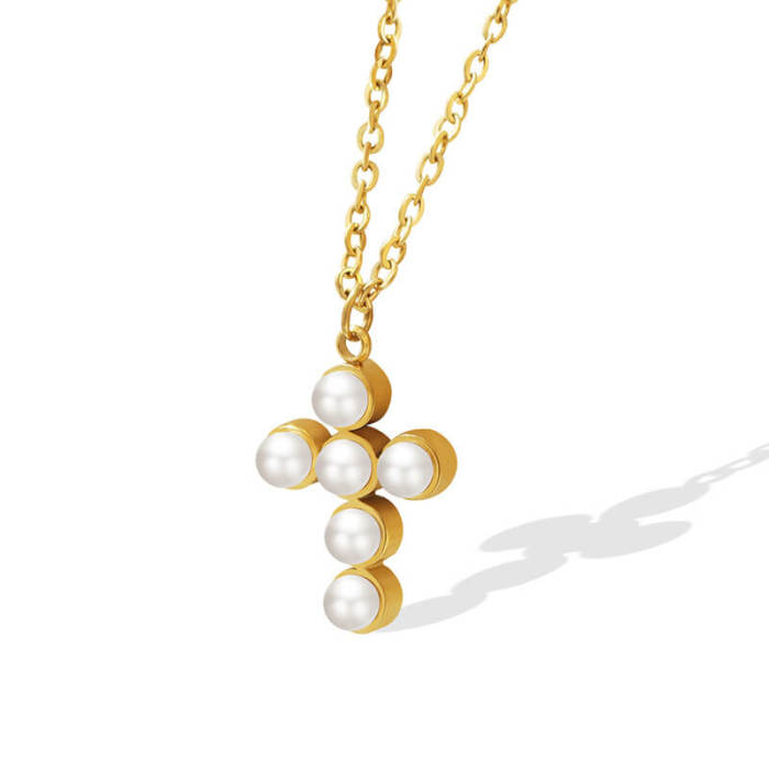 Wholesale Stainless Steel Pearl Cross
