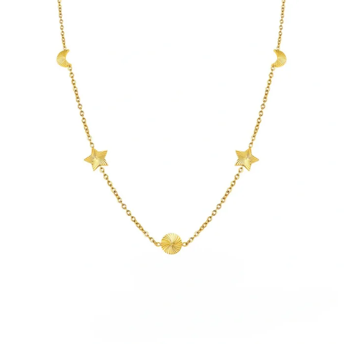Wholesale Stainless Steel Sun Moon Star Necklace