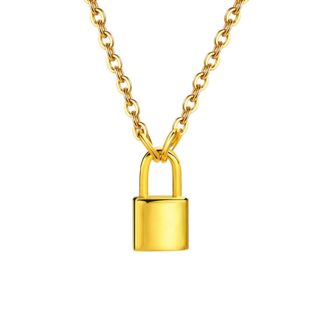 Wholesale Stainless Steel Padlock Pendant Necklace
