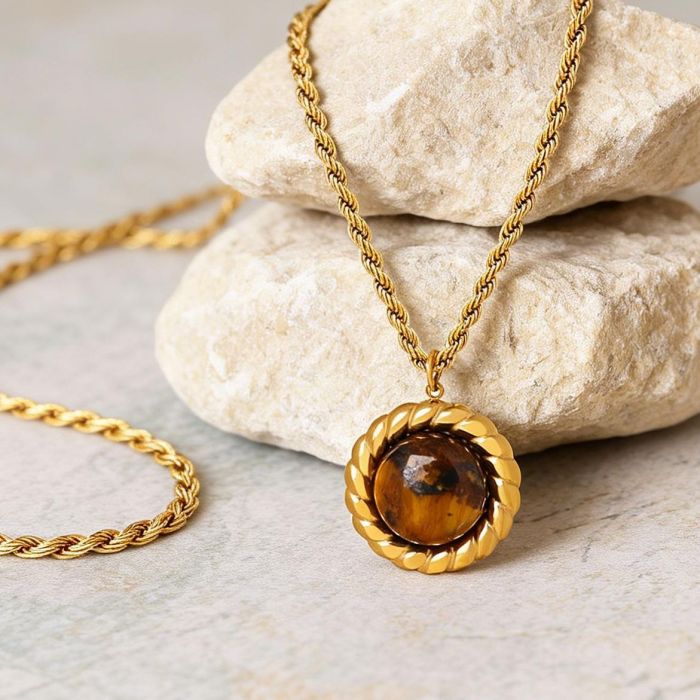 Wholesale Stainless Steel Tiger Eye Pendant Necklace