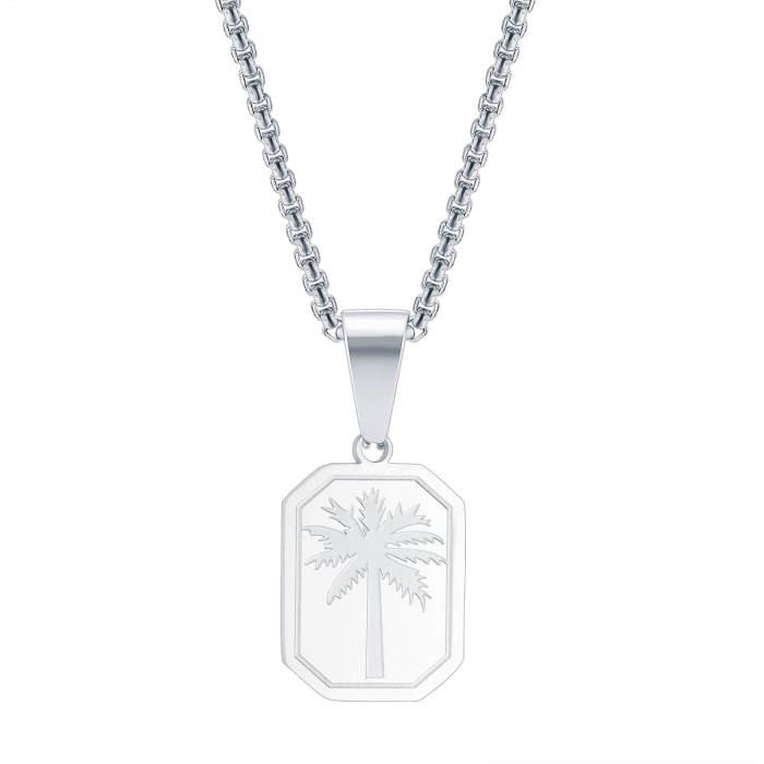 Wholesale Stainless Steel Palm Tree Dog Tag Pendant