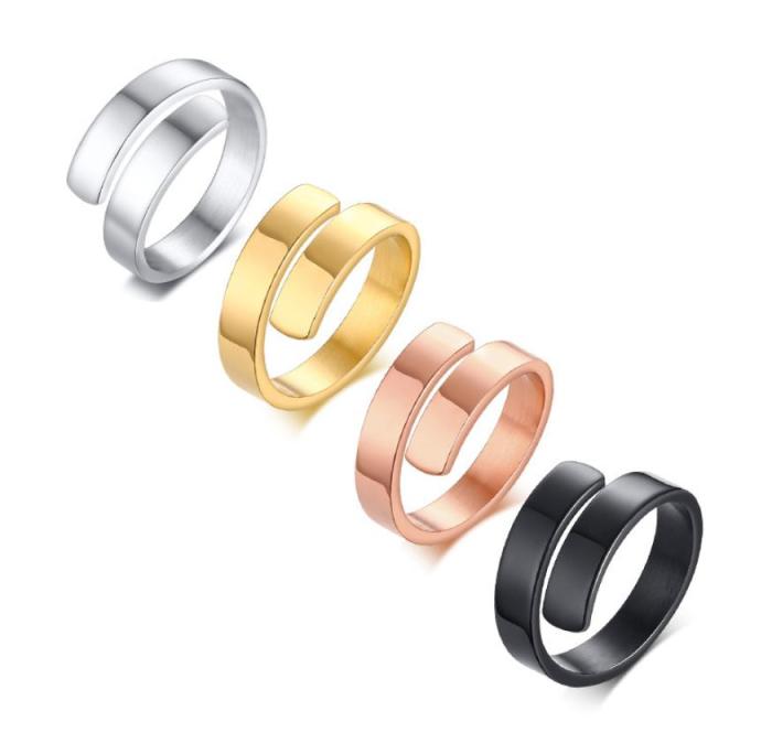 Wholesale Stainless Steel Classic Staggered Opening Ring