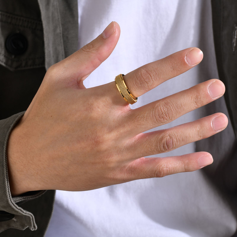 Wholesale Stainless Steel Mens Mesh Spinner Ring