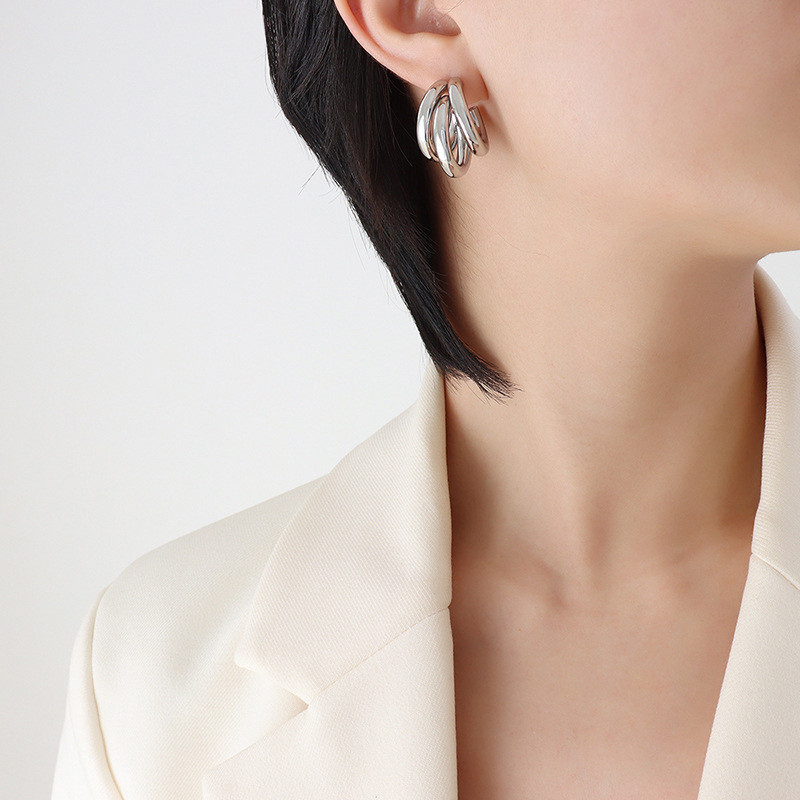 Wholesale Stainless Steel Triple C Earrings