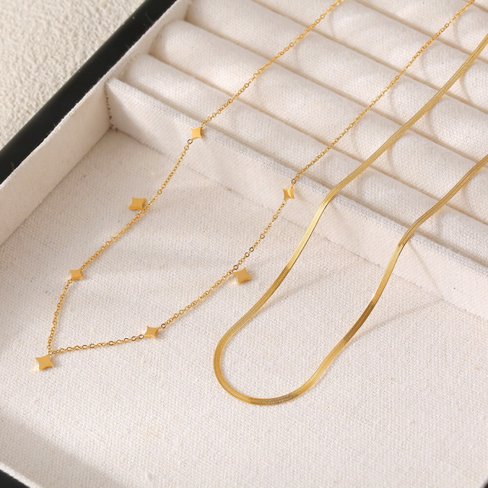 Wholesale Stainless Steel Stacked Collarbone Necklace