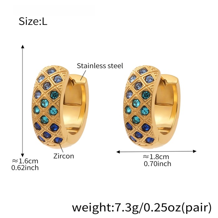 Wholesale Stainless Steel Gold Pave Hoop Earrings