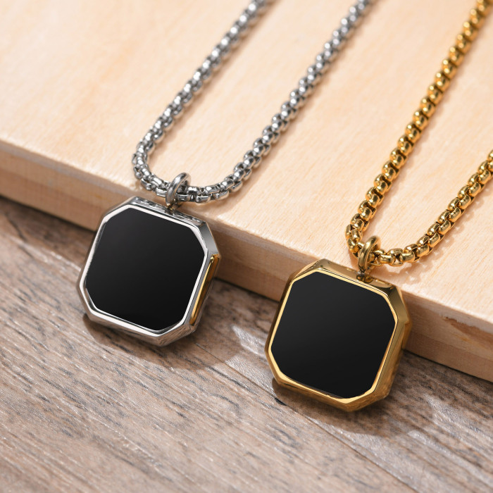 Wholesale Stainless Steel Men's Octagonal Enamel Pendant