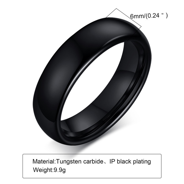 Wholesale Classic 6mm Black Tungsten Wedding Ring