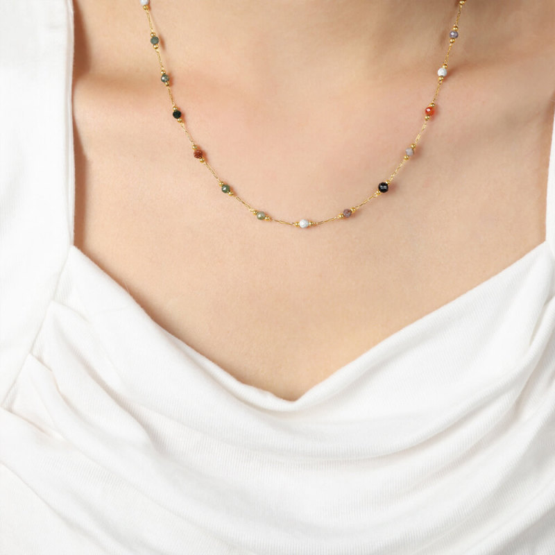 Wholesle Natural Stone Beaded Necklace Bracelet Set