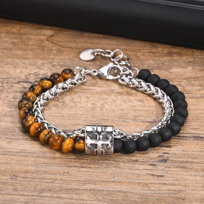 Wholesale Stainless Steel Tiger Eye Agate Bracelet