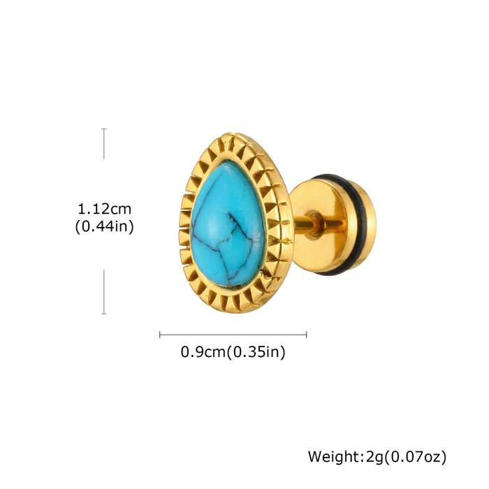 Wholesale Stainless Steel Turquoise Teardrop Stud Earrings
