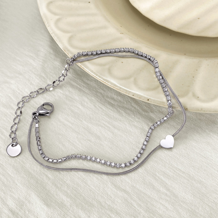 Wholesale Stainless Steel Rhinestone Stacking Bracelet