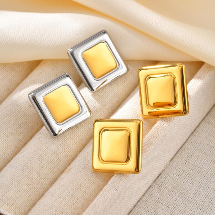 Wholesale Stainless Steel Square Stud Earrings