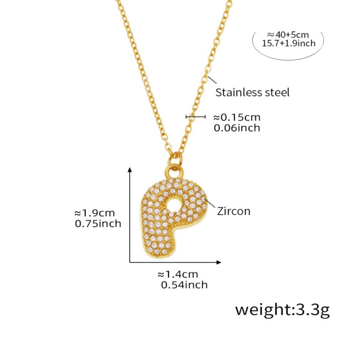 Wholesale Stainless Steel 5A CZ Initial Necklace