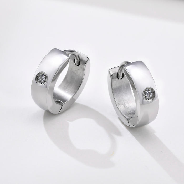 Wholesale Stainless Steel Huggie Earrings with CZ