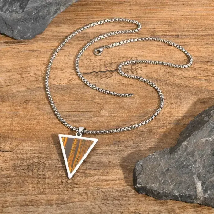 Wholesale Stainless Steel Triangle Turquoise Pendant