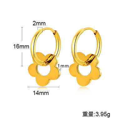 Wholesale Stainless Steel Hoop Earrings with Flower