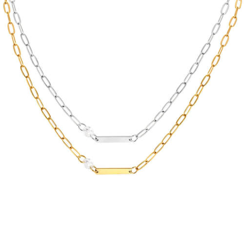 Wholesale Stainless Steel Engravable Paperclip Chain Necklace