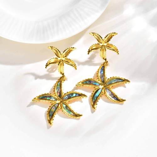 Wholesale Gold Plated Double Starfish Earrings
