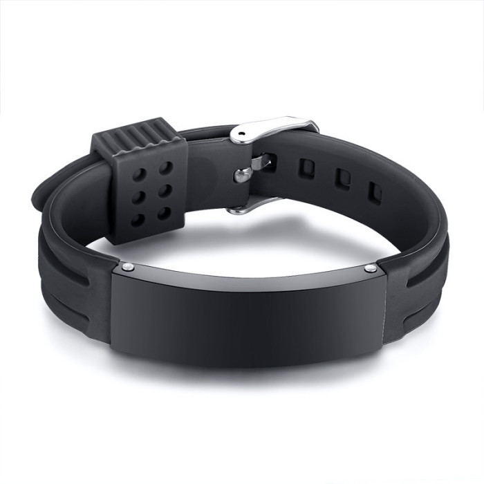 Wholesale Engraved Men's Rubber & Steel Sport ID Bracelet