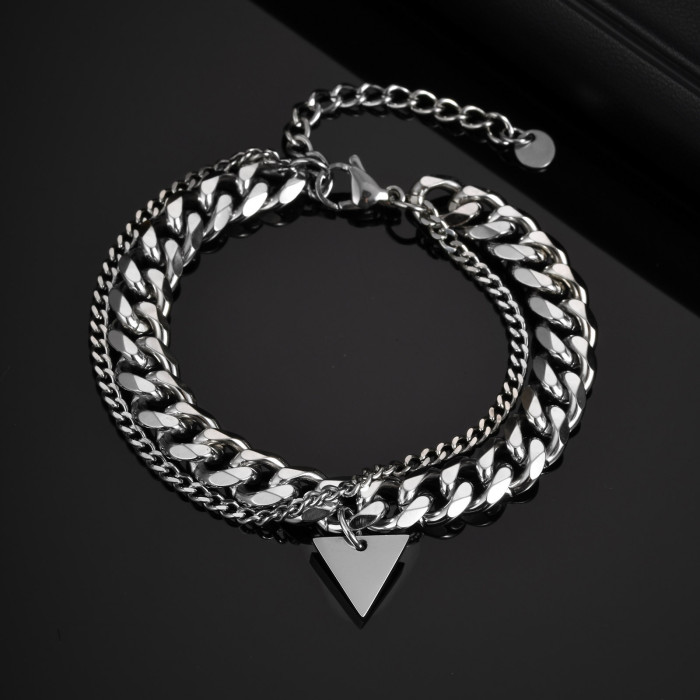 Wholesale Mens Stainless Steel Double Chain Bracelet