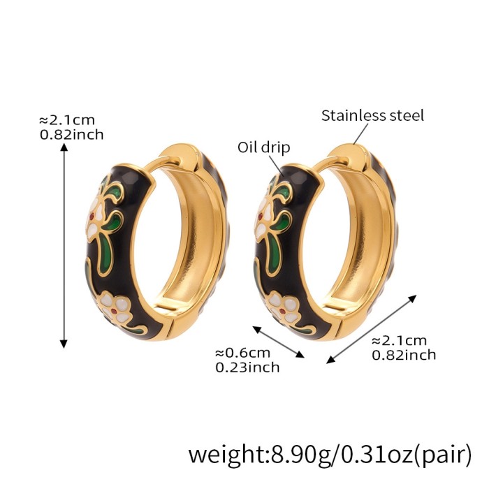 Wholesale Stainless Steel Enamel Hoop Earrings