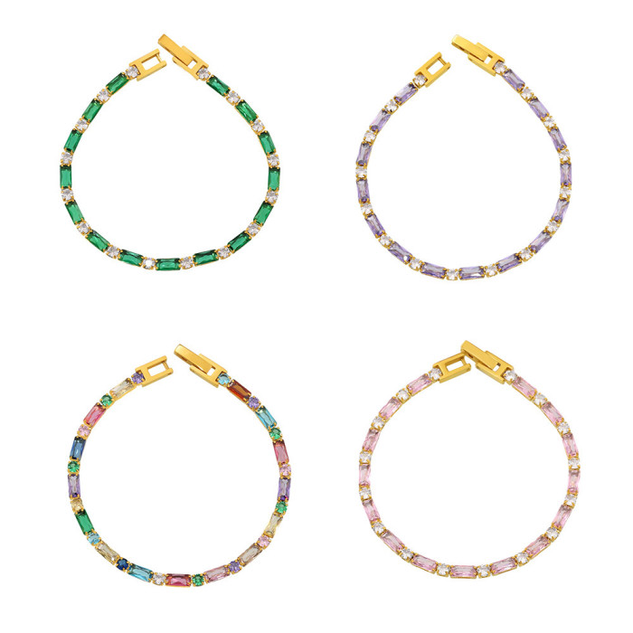 Wholesale Stainless Steel Colorful CZ Tennis Bracelet