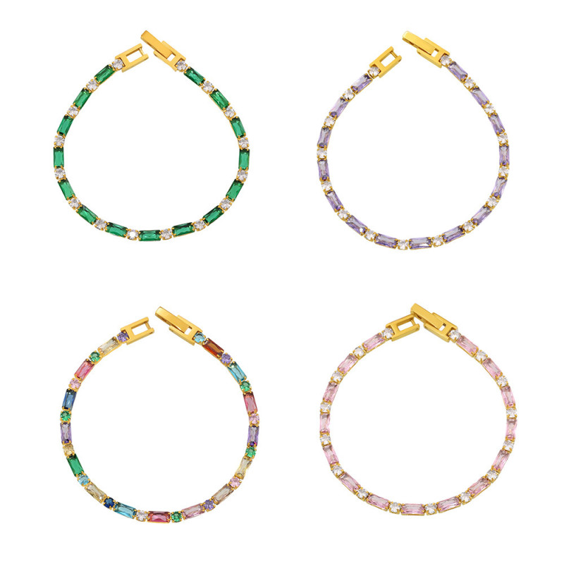Wholesale Stainless Steel Colorful CZ Tennis Bracelet
